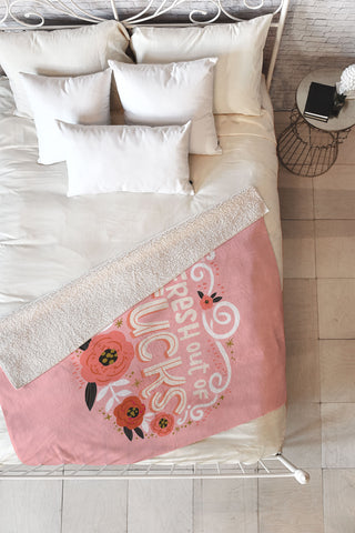 CynthiaF Fresh Out of Fucks Fleece Throw Blanket