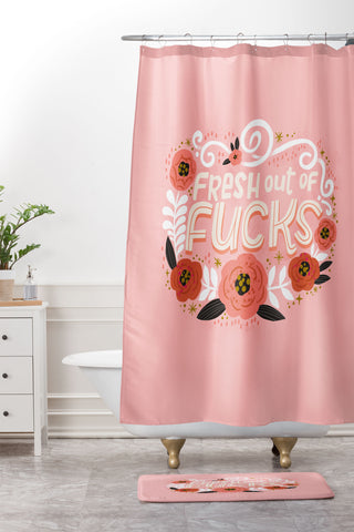 CynthiaF Fresh Out of Fucks Shower Curtain And Mat