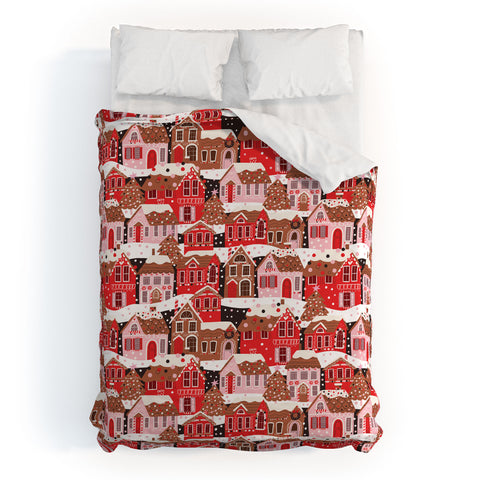 CynthiaF Gingerbread Village Duvet Cover