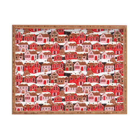 CynthiaF Gingerbread Village Rectangular Tray