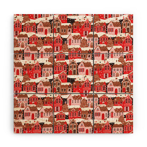 CynthiaF Gingerbread Village Wood Wall Mural