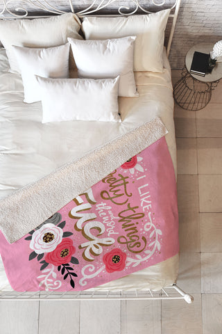 CynthiaF I Like Pretty Things Fleece Throw Blanket