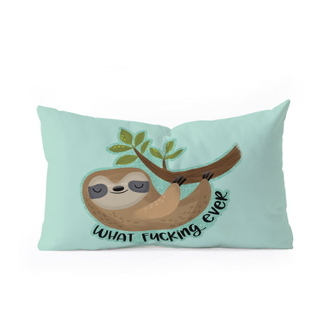 CynthiaF Sloth says Whatfuckingever Oblong Throw Pillow