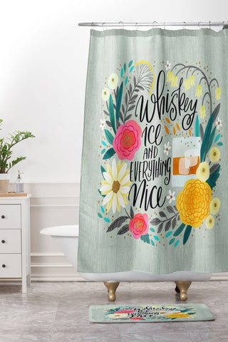 CynthiaF Whiskey Ice and Everything Nic Shower Curtain And Mat