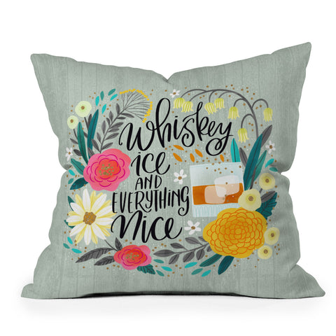 CynthiaF Whiskey Ice and Everything Nic Throw Pillow