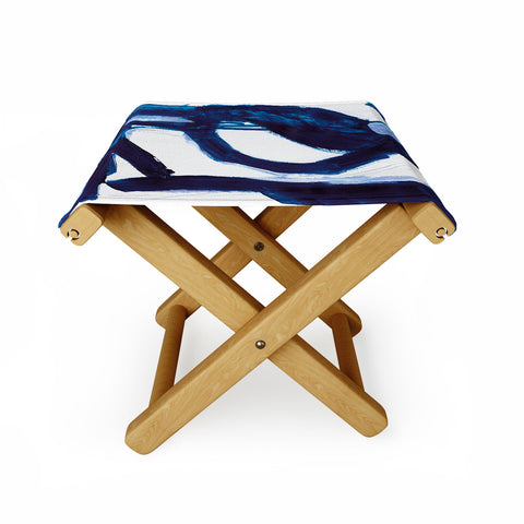 Dan Hobday Art Blue Abstract Folding Stool