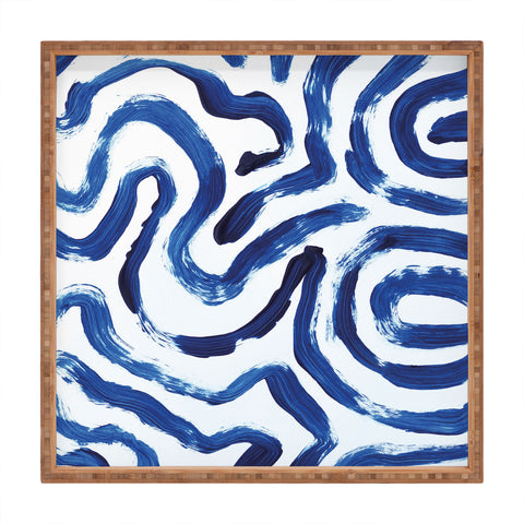Dan Hobday Art Blue Minimal Square Tray