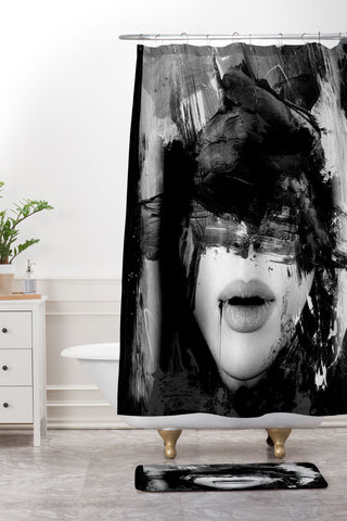 Dan Hobday Art Night Shower Curtain And Mat