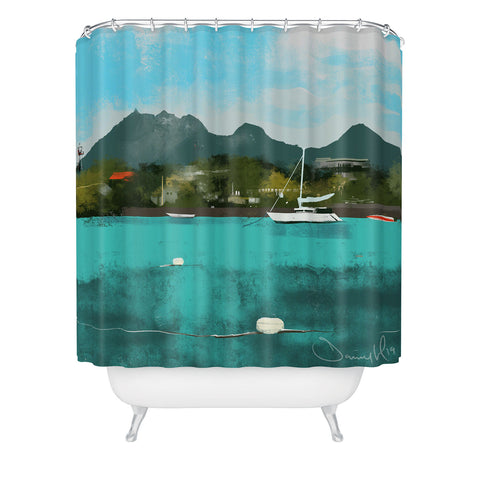Dan Hobday Art Tropical View Shower Curtain