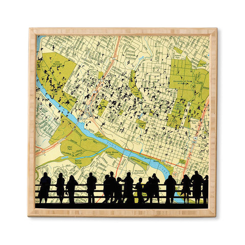 DarkIslandCity Bats Over Austin Congress Bridge Framed Wall Art