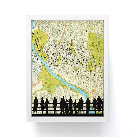 DarkIslandCity Bats Over Austin Congress Bridge Framed Mini Art Print