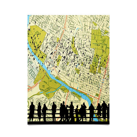 DarkIslandCity Bats Over Austin Congress Bridge Poster