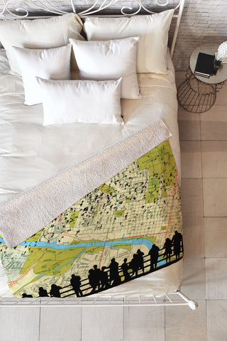 DarkIslandCity Bats Over Austin Congress Bridge Fleece Throw Blanket