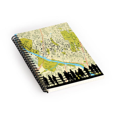 DarkIslandCity Bats Over Austin Congress Bridge Spiral Notebook