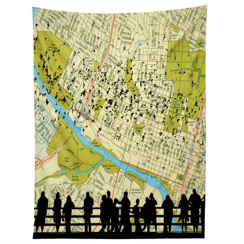 DarkIslandCity Bats Over Austin Congress Bridge Tapestry