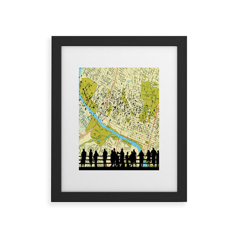 DarkIslandCity Bats Over Austin Congress Bridge Framed Art Print
