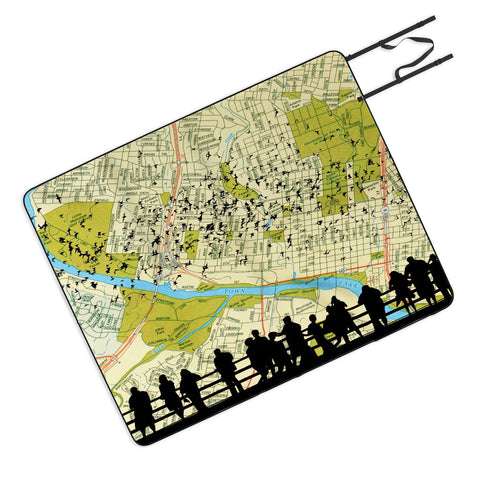 DarkIslandCity Bats Over Austin Congress Bridge Picnic Blanket