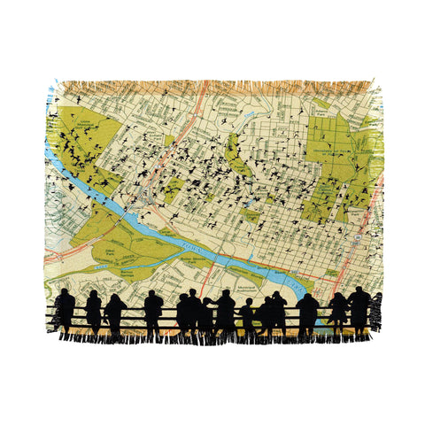 DarkIslandCity Bats Over Austin Congress Bridge Throw Blanket