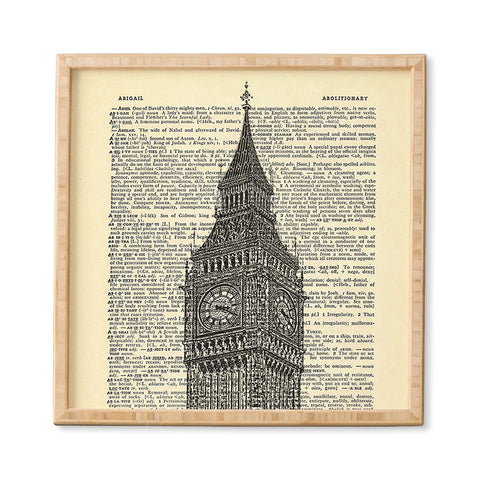 DarkIslandCity Big Ben on Dictionary Paper Framed Wall Art