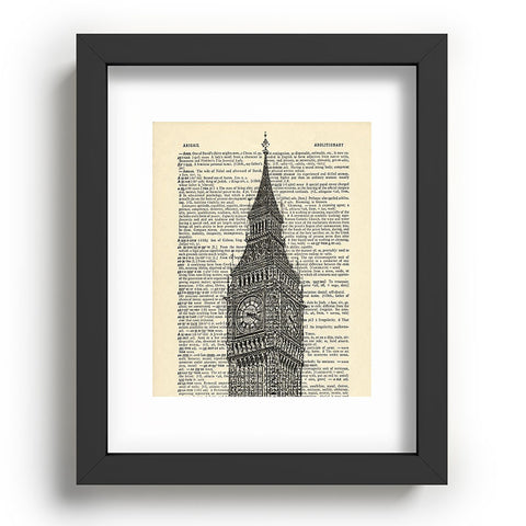 DarkIslandCity Big Ben on Dictionary Paper Recessed Framing Rectangle