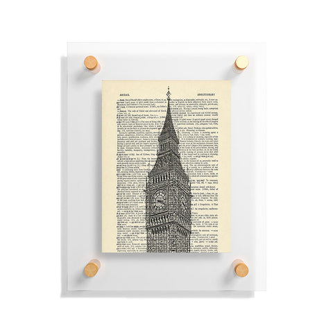 DarkIslandCity Big Ben on Dictionary Paper Floating Acrylic Print