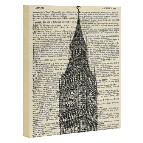 DarkIslandCity Big Ben on Dictionary Paper Art Canvas