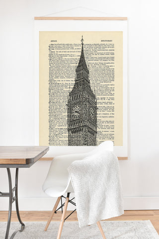 DarkIslandCity Big Ben on Dictionary Paper Art Print And Hanger