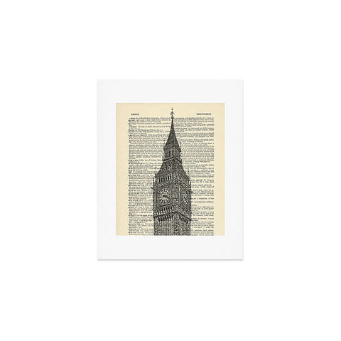 DarkIslandCity Big Ben on Dictionary Paper Art Print