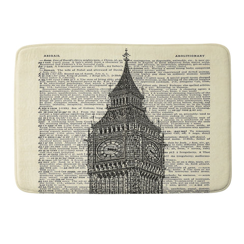 DarkIslandCity Big Ben on Dictionary Paper Memory Foam Bath Mat