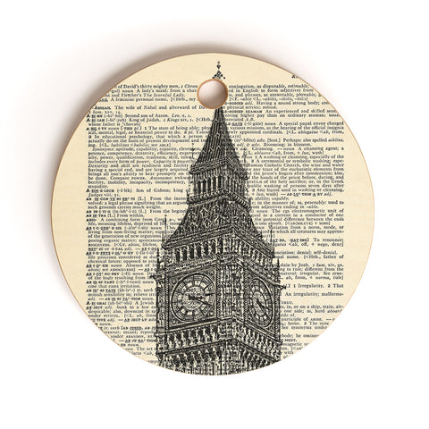 DarkIslandCity Big Ben on Dictionary Paper Cutting Board Round