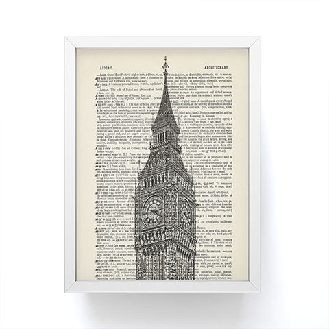 DarkIslandCity Big Ben on Dictionary Paper Framed Mini Art Print