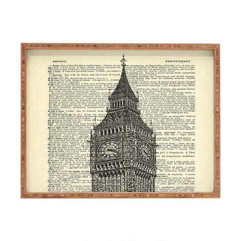 DarkIslandCity Big Ben on Dictionary Paper Rectangular Tray