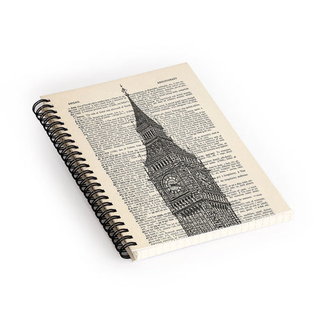 DarkIslandCity Big Ben on Dictionary Paper Spiral Notebook