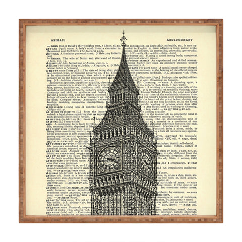 DarkIslandCity Big Ben on Dictionary Paper Square Tray