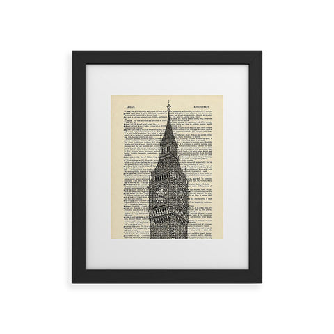 DarkIslandCity Big Ben on Dictionary Paper Framed Art Print