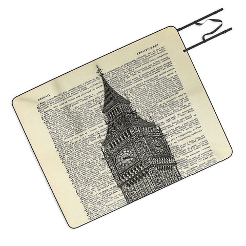 DarkIslandCity Big Ben on Dictionary Paper Picnic Blanket