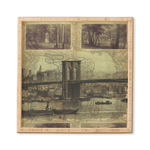 DarkIslandCity Brooklyn Bridge And Green Wood Cemetery Framed Wall Art