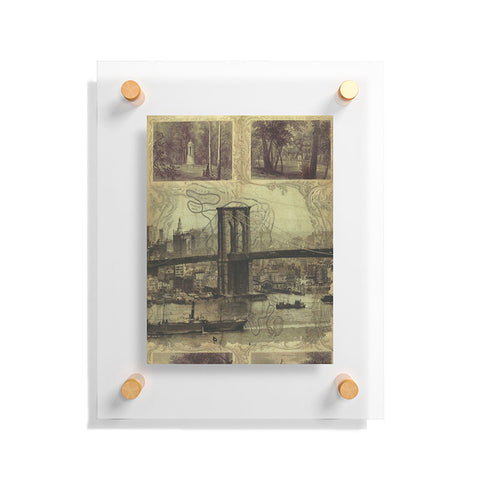 DarkIslandCity Brooklyn Bridge And Green Wood Cemetery Floating Acrylic Print