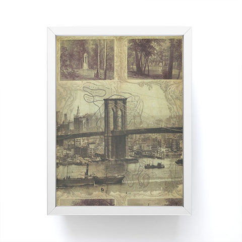DarkIslandCity Brooklyn Bridge And Green Wood Cemetery Framed Mini Art Print
