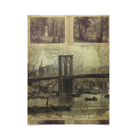 DarkIslandCity Brooklyn Bridge And Green Wood Cemetery Poster