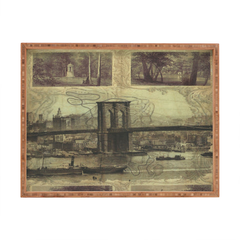 DarkIslandCity Brooklyn Bridge And Green Wood Cemetery Rectangular Tray