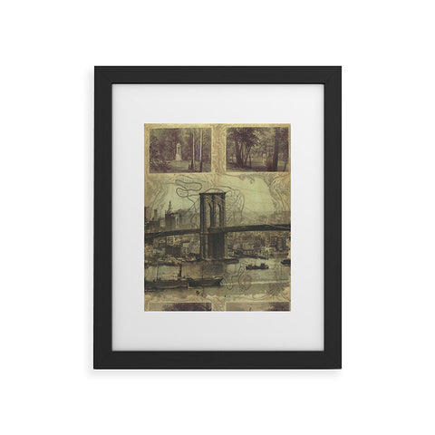 DarkIslandCity Brooklyn Bridge And Green Wood Cemetery Framed Art Print