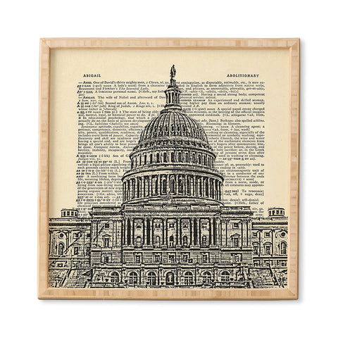 DarkIslandCity Capitol Building On Dictionary Paper Framed Wall Art