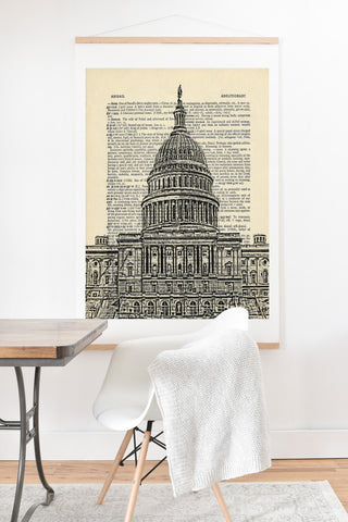 DarkIslandCity Capitol Building On Dictionary Paper Art Print And Hanger