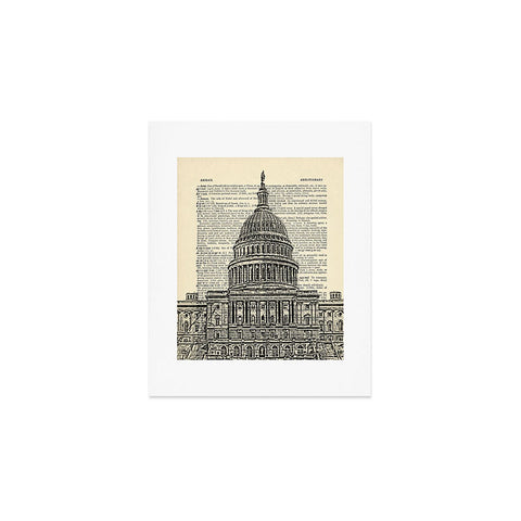 DarkIslandCity Capitol Building On Dictionary Paper Art Print