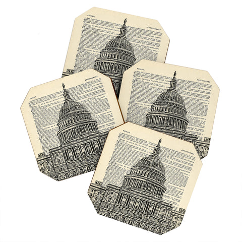 DarkIslandCity Capitol Building On Dictionary Paper Coaster Set
