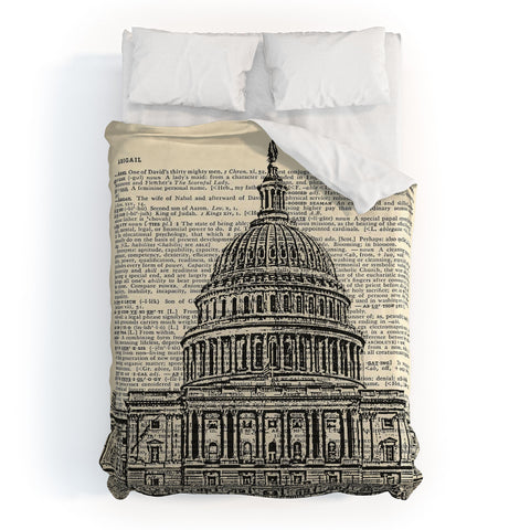 DarkIslandCity Capitol Building On Dictionary Paper Duvet Cover