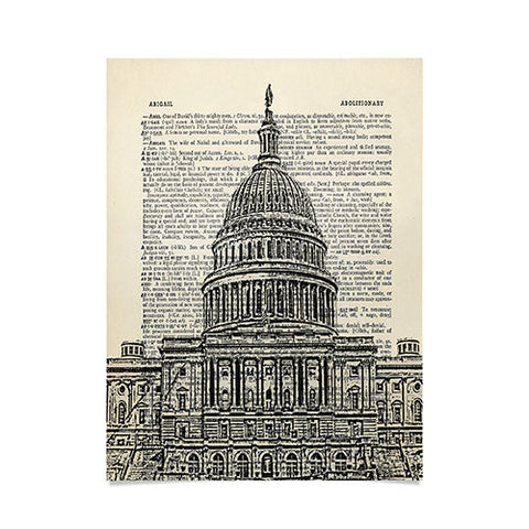DarkIslandCity Capitol Building On Dictionary Paper Poster