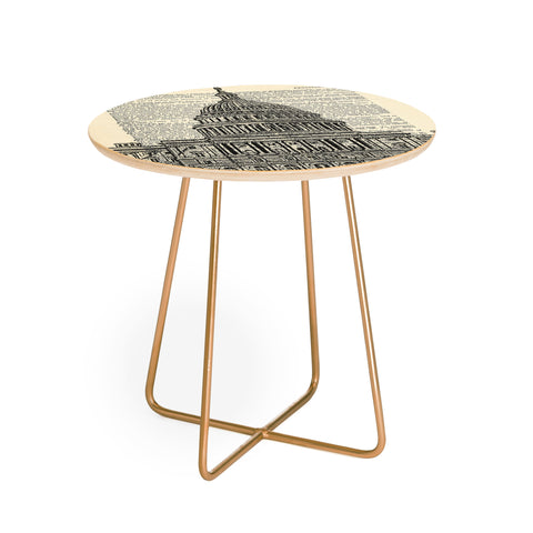 DarkIslandCity Capitol Building On Dictionary Paper Round Side Table