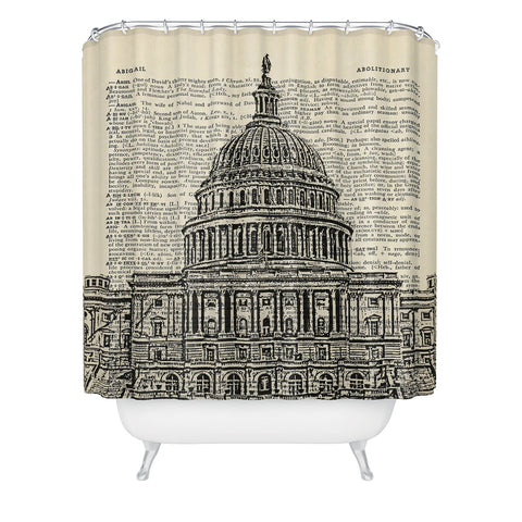 DarkIslandCity Capitol Building On Dictionary Paper Shower Curtain